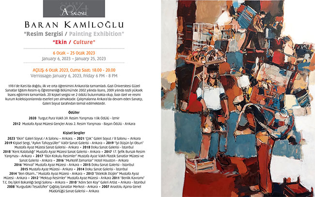 Baran Kamiloğlu’nun “Ekin” isimli kişisel resim SERGİSİ   6 - 25 Ocak
